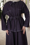 Plum Belted Jacket and Skirt Denim Suit - 4