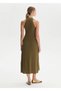 Polo Neck Khaki Knitwear Dress - 5
