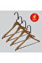 Wooden (Lama Black Hook) Bar Hanger for Shirts and Trousers, Walnut Color, 4 Pieces
