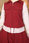 Burgundy Vest Shirt Skirt Triple Set - 3