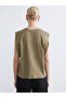 Green Crew Neck Sleeveless Blouse - 4