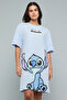 Stitch Print Nightdress with Crew Neck and Short Sleeves - 3