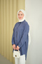 Women's Basic Long Shirt Indigo Blue - 4