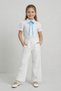 Girl's Turquoise Bowknot Lace Pack White Wide Leg Pants 23 April 29 October Show Outfit