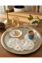 6 Linen Fabric Embroidered Coffee Side Cocktail Napkins & Coasters Serving Napkins - 6