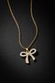 Steel Necklace with Zircon Stone and Bow Figure – Gold Color Women's Necklace - 4