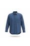 Classic Wide Cut Navy Blue Striped Long Sleeve Cotton Men's Shirt - 2