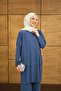 Women's Pleated Crew Neck Set Indigo Blue - 2