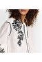 Black Embroidered White K Linen Shirt - 4