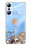 Infinix Hot 20I Compatible Sun and Moon 777 Patterned Transparent Phone Case