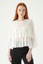 Ecru Crew Neck Layered Blouse 251181