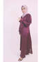 Classy Satin Maxi Dress with Button Array - Mulberry Red - 8