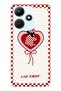 Infinix Hot 30I Compatible Red Checked Rabbit Patterned Transparent Phone Case