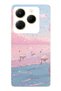 Infinix Hot 40I Compatible Pink Sky and Swan Patterned Transparent Phone Case