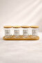 Marlin - Set of 4 Glass Bathroom Jars with Bamboo Lids and Stand, Decorative Bathroom Organizer 315 Cc - 4