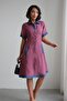 Women's Denim Detailed Buttoned and Collared Short Sleeve Pocketed Dress - 4