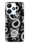 Infinix Hot 30I Compatible Black Rose and Snake Patterned Transparent Phone Case