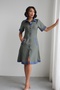 Women's Denim Detailed Buttoned and Collared Short Sleeve Pocketed Dress - 5