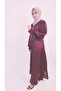 Classy Satin Maxi Dress with Button Array - Mulberry Red - 7