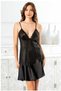 Women's Lace Detailed Satin Stylish Nightgown with Rope Straps