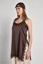 Women's Brown Lace Detailed Satin Strap Blouse 31015 - 6
