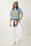 Printed Knitted T-Shirt Lex0021 Sky Blue