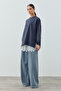Merwish Lace Detailed Skirt with Inner Lining Loly Sweat 1793 Indigo - 2