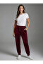 Women's Burgundy Drawstring Waist Velvet Jogger Pants Sweatpants Nj109
