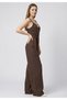 Women's Spaghetti Strap V-Neck Belted Wide Leg Jumpsuit with Chest Decolletage Detail - 3