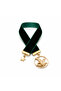 Emerald Green Velvet Ribbon Gold Charm Bookmark