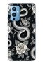 One Plus 9 Compatible Black Rose and Snake Patterned Transparent Phone Case