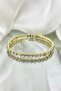 Zircon Stone Stripe Waterway Gold Bracelet - 2