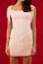 White Low Sleeve Tassel after Party Dress - 4