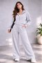 Women's Sports Set Women's Hooded Zippered Set Hooded Zippered Palazzo Sweatpants Brioche Knit Set - 2