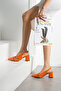 İnci̇ya Orange Zipper Detail 5 cm Heel Pointed Toe