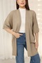 U Shawl Collar Short Sleeve Simple Basic Midi Length Seasonal Knitwear Cardigan - 6