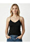 Women's Black V-Neck Rope Strap Blouse Nj59