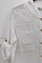 White 3/4 Sleeve Pocketed Casual Jacket with Embroidery on the Front Woven 70 65 - 6