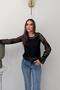 Black Crew Neck Floral Pattern Blouse with Lining Detail, Pack of Lace - 2