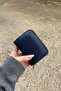 Horizontal Mechanism Navy Blue Faux Leather Card Holder Wallet - 3