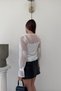 White Crew Neck Floral Pattern Blouse with Lining Detail, Pack of Lace - 6