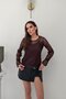 Brown Crew Neck Floral Pattern Lining Detailed Blouse Pack of Lace
