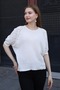 Round Neck Half Bat Sleeve Openwork Hole Detailed Summer Roomy Stylish Knitwear Blouse