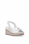 D26Ys-5295 Women Genuine Leather Wedge Heel Sandals White - 2