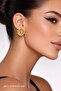 Women's Yellow Camellia Steel Flower Stud Earrings