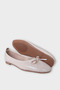 Bow Detail Wrinkled Leather Women's Ballet Flats Beige - 5