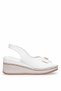 D26Ys-5295 Women Genuine Leather Wedge Heel Sandals White