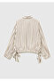 Women's beige viscose blend relaxed fit shirt with elasticated cuffs - 4