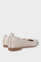 Bow Detail Wrinkled Leather Women's Ballet Flats Beige - 4