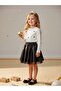 Girl's Cotton Piece Heart Blouse and Skirt Set Leather